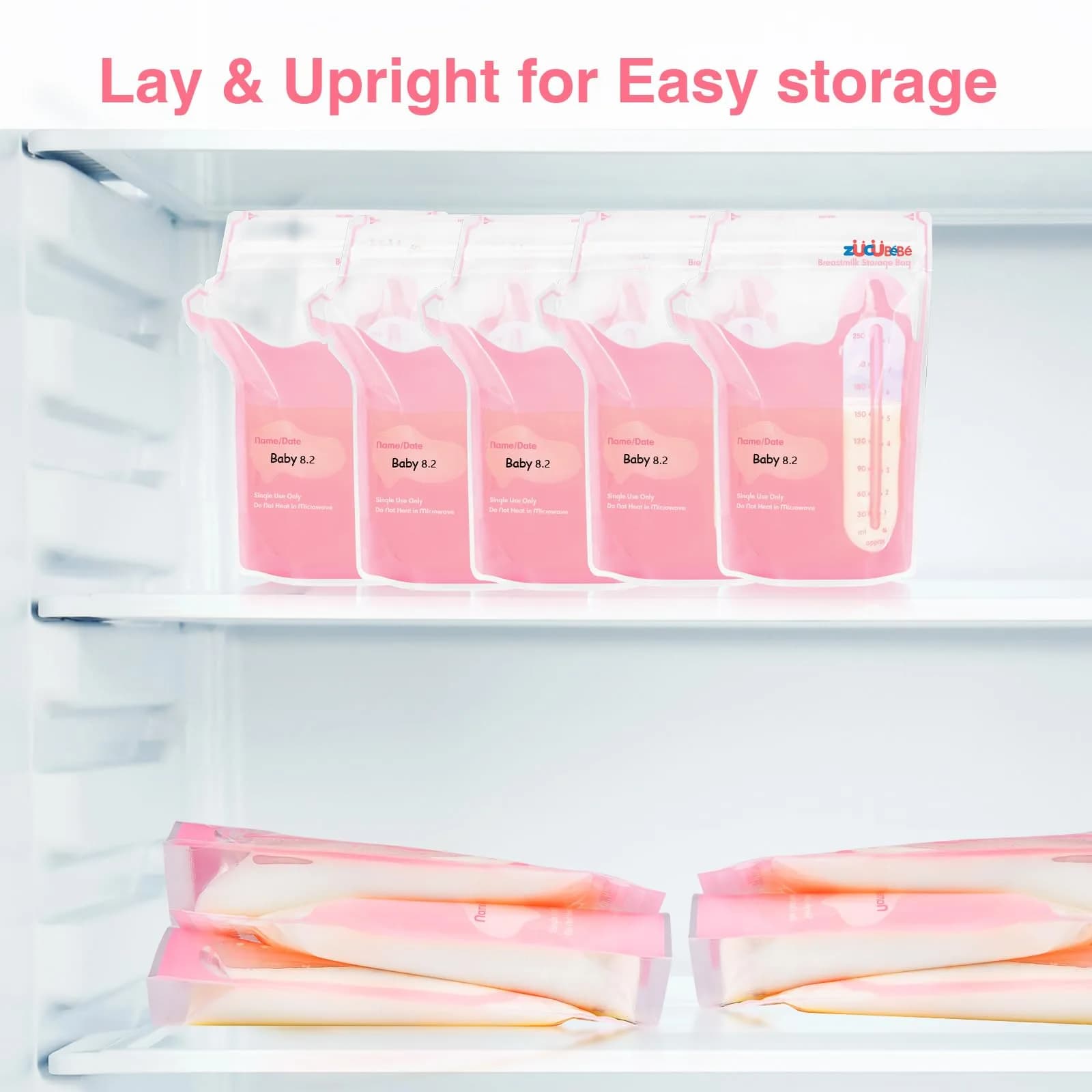 ZÜCÜBéBé Breastmilk Storage Bags 360 Count | 227ml (8oz) BPA-Free, Leakproof, Self-Standing with Pour Spout - view 5