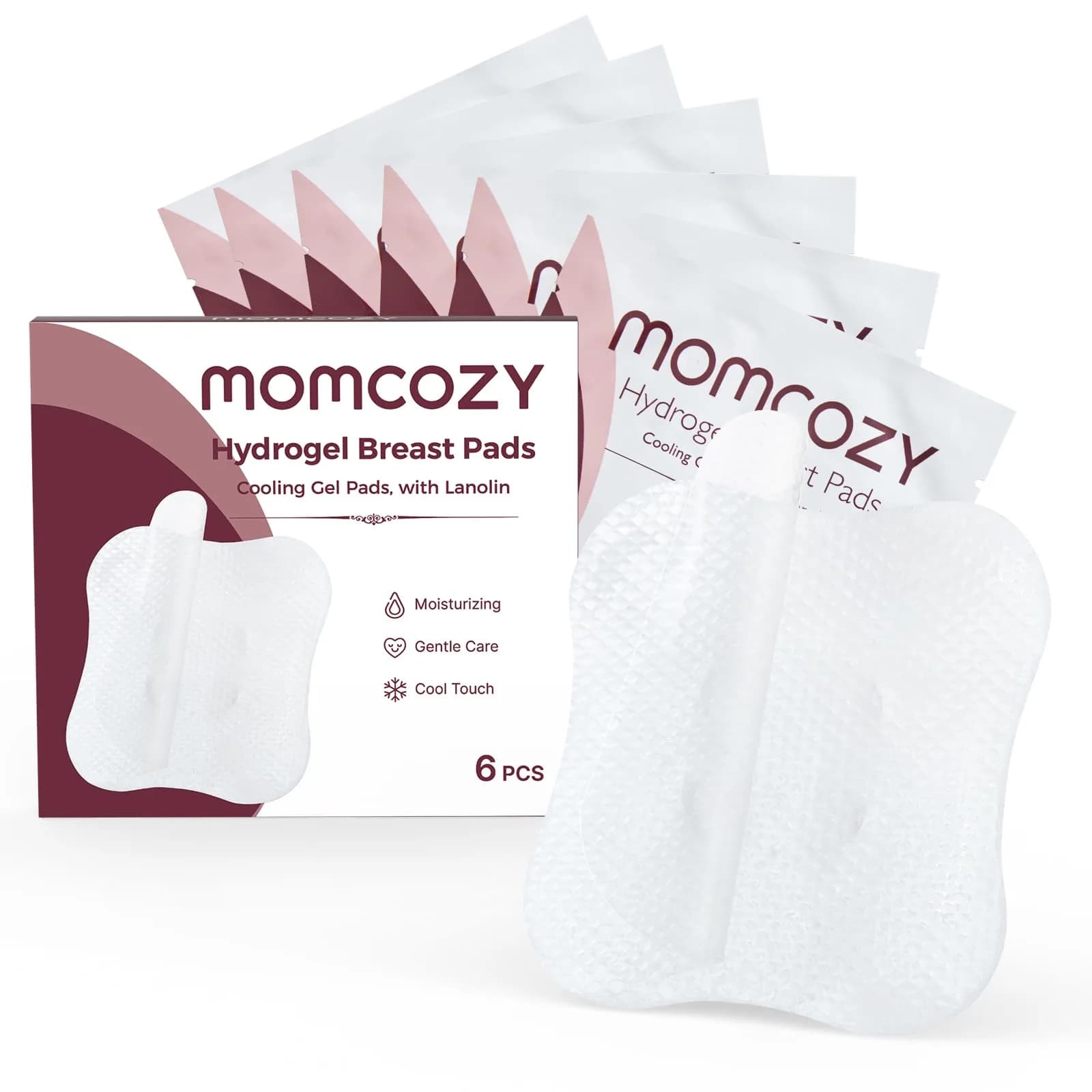 Momcozy Hydrogel Nursing Pads 6pcs | Cooling Relief for Breastfeeding Moms — White