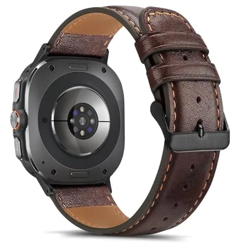 Tasikar Leather Band Compatible with Samsung Galaxy Watch Ultra 2/1 47mm | Genuine Leather Strap with Black Stainless Steel Clasp thumbnail 3