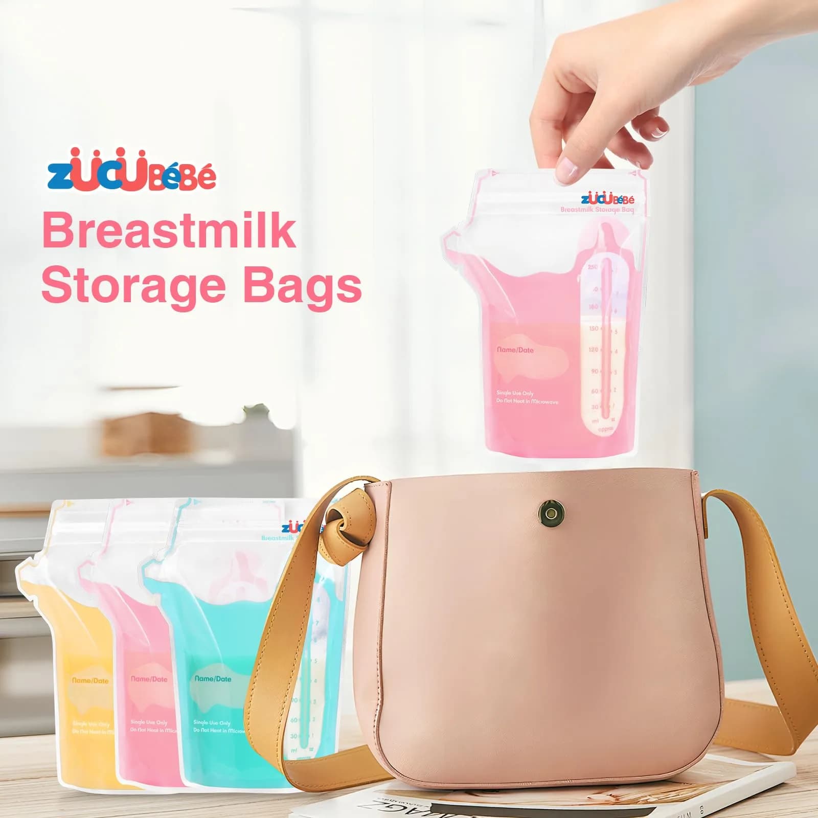 ZÜCÜBéBé Breastmilk Storage Bags 8oz (237ml) — 180 Count | BPA-Free, Leakproof, Self-Standing with Pour Spout - view 7