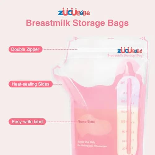 ZÜCÜBéBé Breastmilk Storage Bags 8oz (237ml) — 180 Count | BPA-Free, Leakproof, Self-Standing with Pour Spout thumbnail 2