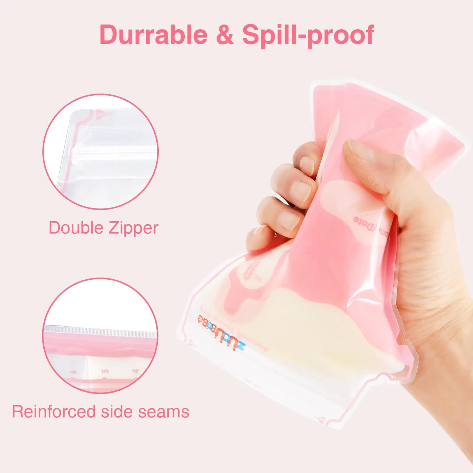ZÜCÜBéBé Breastmilk Storage Bags 8oz (237ml) — 180 Count | BPA-Free, Leakproof, Self-Standing with Pour Spout - view 4