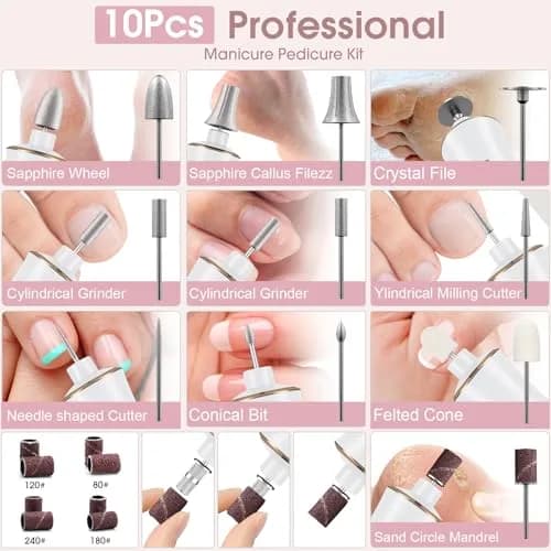 Hoxida Cordless Electric Nail Drill with 360° LED Light | 20,000 RPM, 10-Speed, Rechargeable thumbnail 9