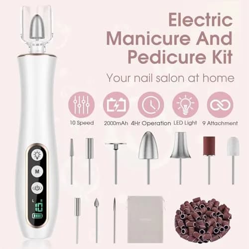 Hoxida Cordless Electric Nail Drill with 360° LED Light | 20,000 RPM, 10-Speed, Rechargeable thumbnail 2