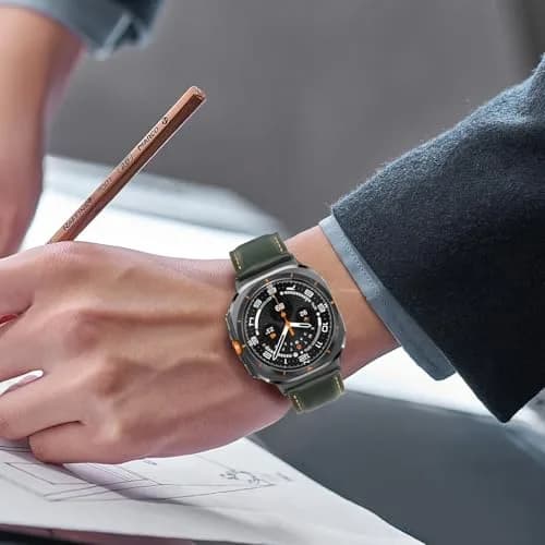 Tasikar Leather Watch Band Compatible with Samsung Galaxy Watch Ultra 2 47mm | Genuine Leather Strap, Green, 43mm Width thumbnail 7