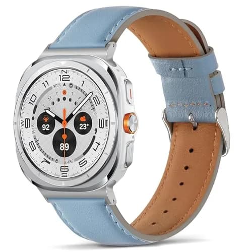 Tasikar Leather Watch Band Compatible with Samsung Galaxy Watch Ultra 47mm | Genuine Leather Strap, Blue thumbnail 1