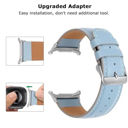 Tasikar Leather Watch Band Compatible with Samsung Galaxy Watch Ultra 47mm | Genuine Leather Strap, Blue thumbnail 4