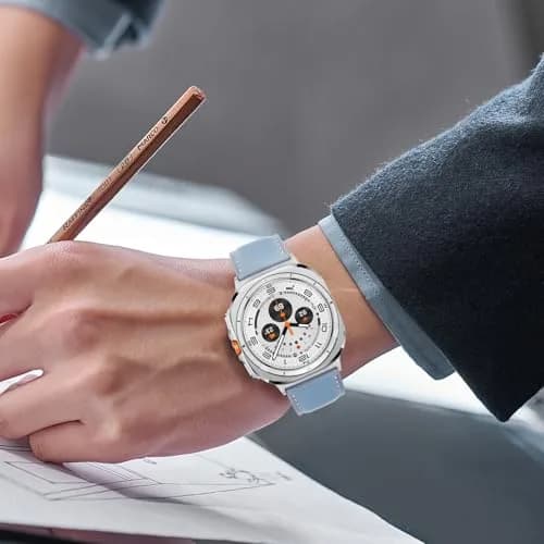 Tasikar Leather Watch Band Compatible with Samsung Galaxy Watch Ultra 47mm | Genuine Leather Strap, Blue thumbnail 7