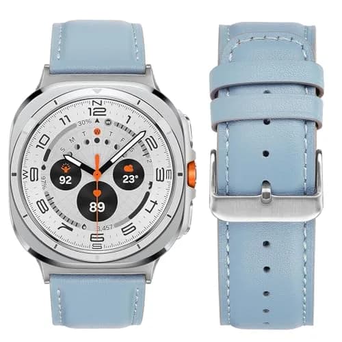 Tasikar Leather Watch Band Compatible with Samsung Galaxy Watch Ultra 47mm | Genuine Leather Strap, Blue thumbnail 2