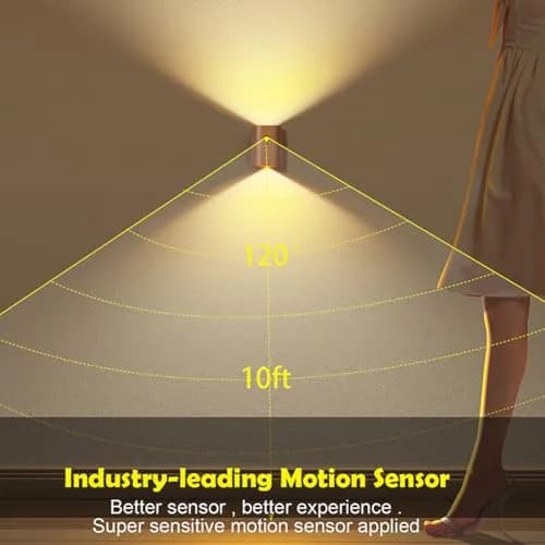LANDGOO Wood Step Light 2 Pack Motion Sensor Rechargeable Beech | Warm 2700K LED Night Light thumbnail 4