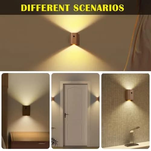 LANDGOO Wood Step Light 2 Pack Motion Sensor Rechargeable Beech | Warm 2700K LED Night Light thumbnail 3