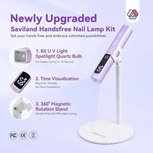 SAVILAND Handheld UV Nail Lamp 12W Purple | 10S Flash Cure for Gel Polish thumbnail 2