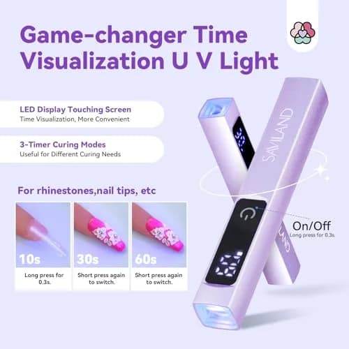 SAVILAND Handheld UV Nail Lamp 12W Purple | 10S Flash Cure for Gel Polish thumbnail 3