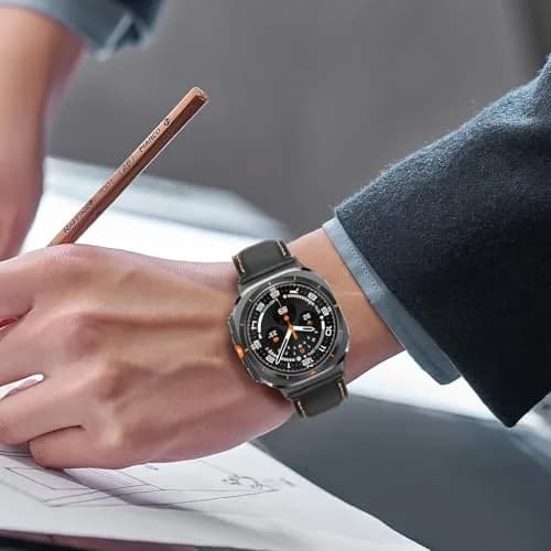 Tasikar Black Leather Watch Band for Samsung Galaxy Watch Ultra 2/1 47mm | Genuine Leather Strap with Stainless Steel Clasp thumbnail 7