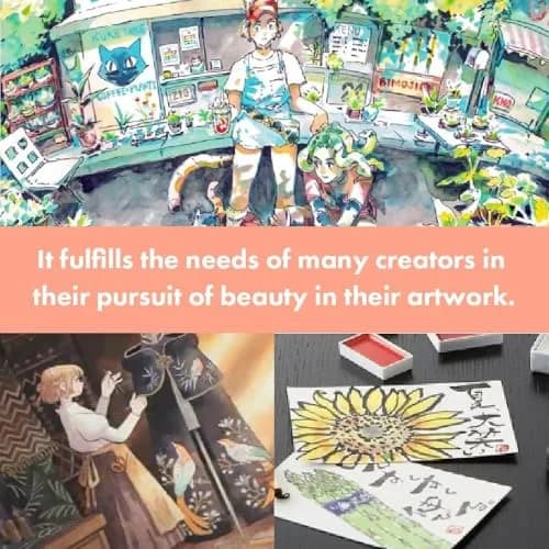 Kuretake GANSAI TAMBI Watercolor Paint Set 100 Colors with Wooden Box | Professional Grade Art Supplies thumbnail 8