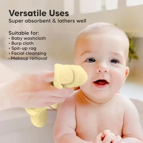 KeaBabies Baby Washcloths 10x10 | Ultra-Soft Bamboo, Reusable, 6-Pack for Newborns & Toddlers thumbnail 6