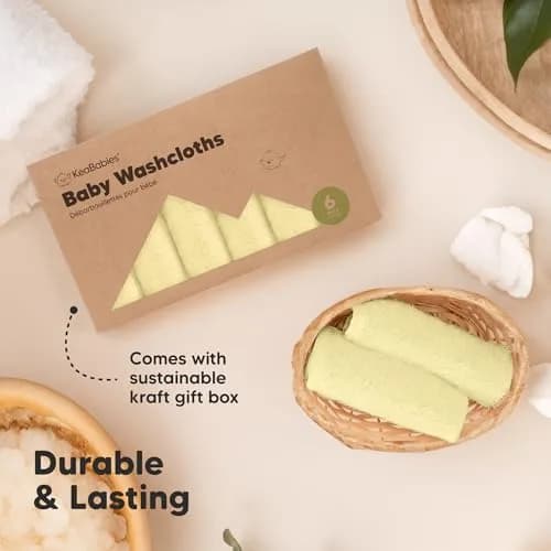 KeaBabies Baby Washcloths 10x10 | Ultra-Soft Bamboo, Reusable, 6-Pack for Newborns & Toddlers thumbnail 7