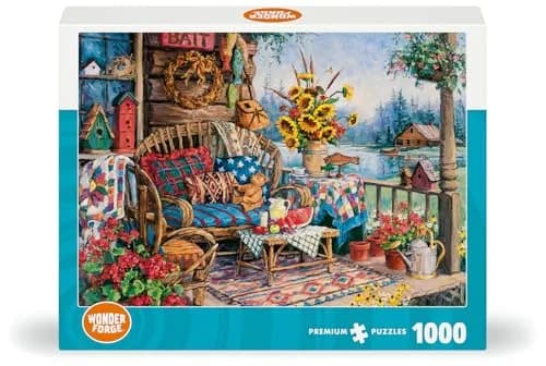 Wonder Forge Country Hideaway 1000 Piece Jigsaw Puzzle for Adults | Scenic Lakeside Scene, FSC-Certified, 27 x 20 inches thumbnail 2