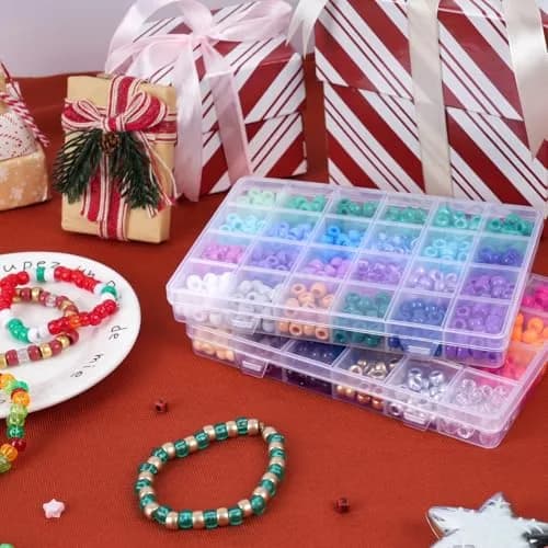 QUEFE 1900pcs 48 Colors Pony Beads Bracelet Making Kit | Rainbow Kandi Beads Friendship Bracelet Kit with Letter Beads & Elastic Strings (1900 Beads) thumbnail 5