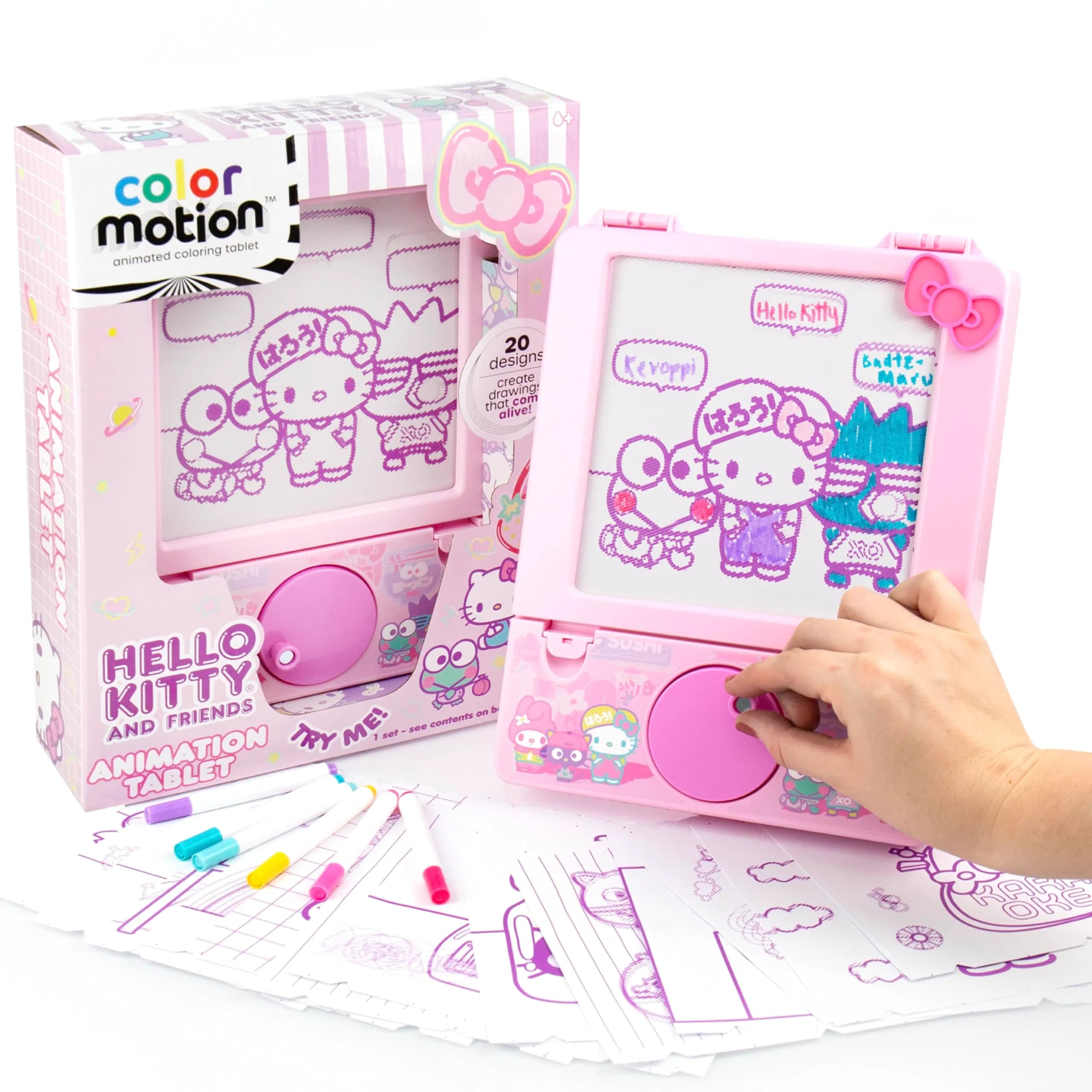 Hello Kitty and Friends Color Motion Animation Tablet | 20 Design Inserts, 6 Markers, Plastic — Multi