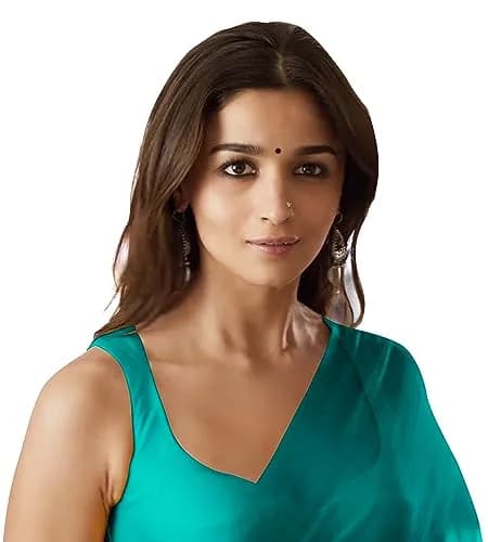StyleScope Women's Plain Georgette Saree With Unstitched Blouse Piece, Dark Firozi, 6.2 m (20.3 ft) | Traditional Indian Wear thumbnail 3