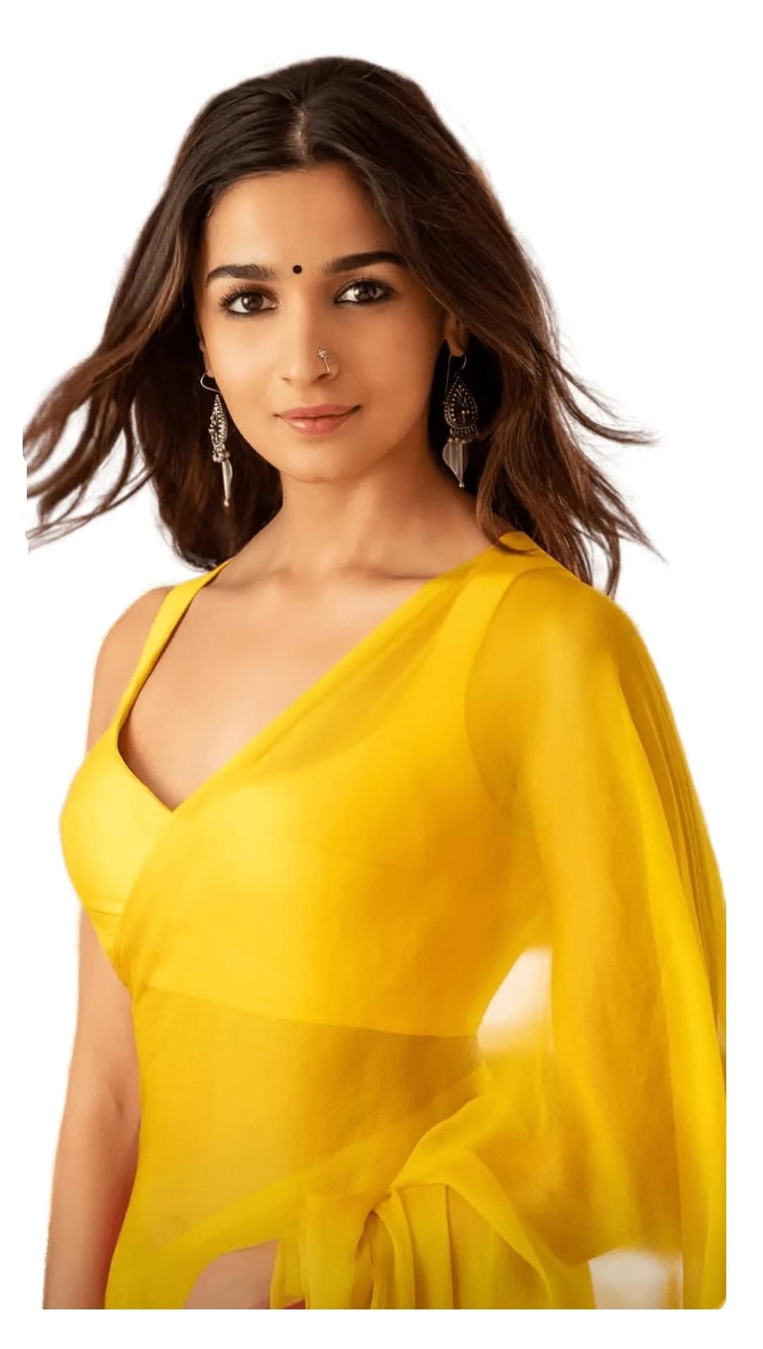 StyleScope Plain Georgette Saree With Unstitched Blouse Piece Yellow 6.2 Mtr (20.34 Ft) — Yellow