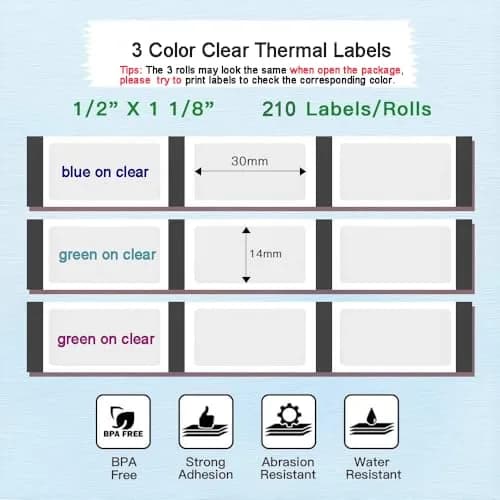 Phomemo Labels, D30 Label Tape, 14x30mm Transparent | Water & Abrasion Resistant thumbnail 3