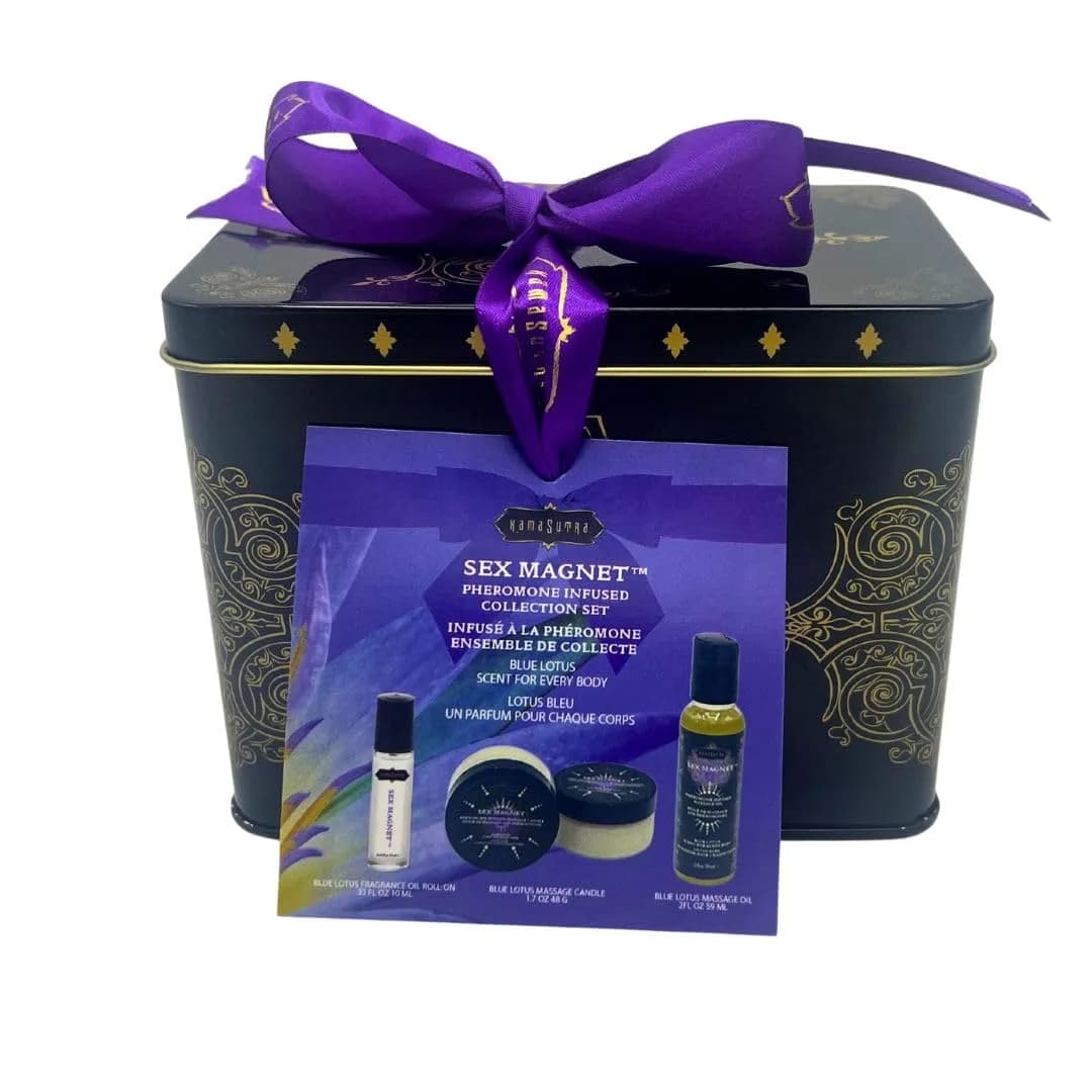 KAMA SUTRA Pheromone Infused Collection Set in Gift Tin | Unisex Blue Lotus Scent - 4 Ounce