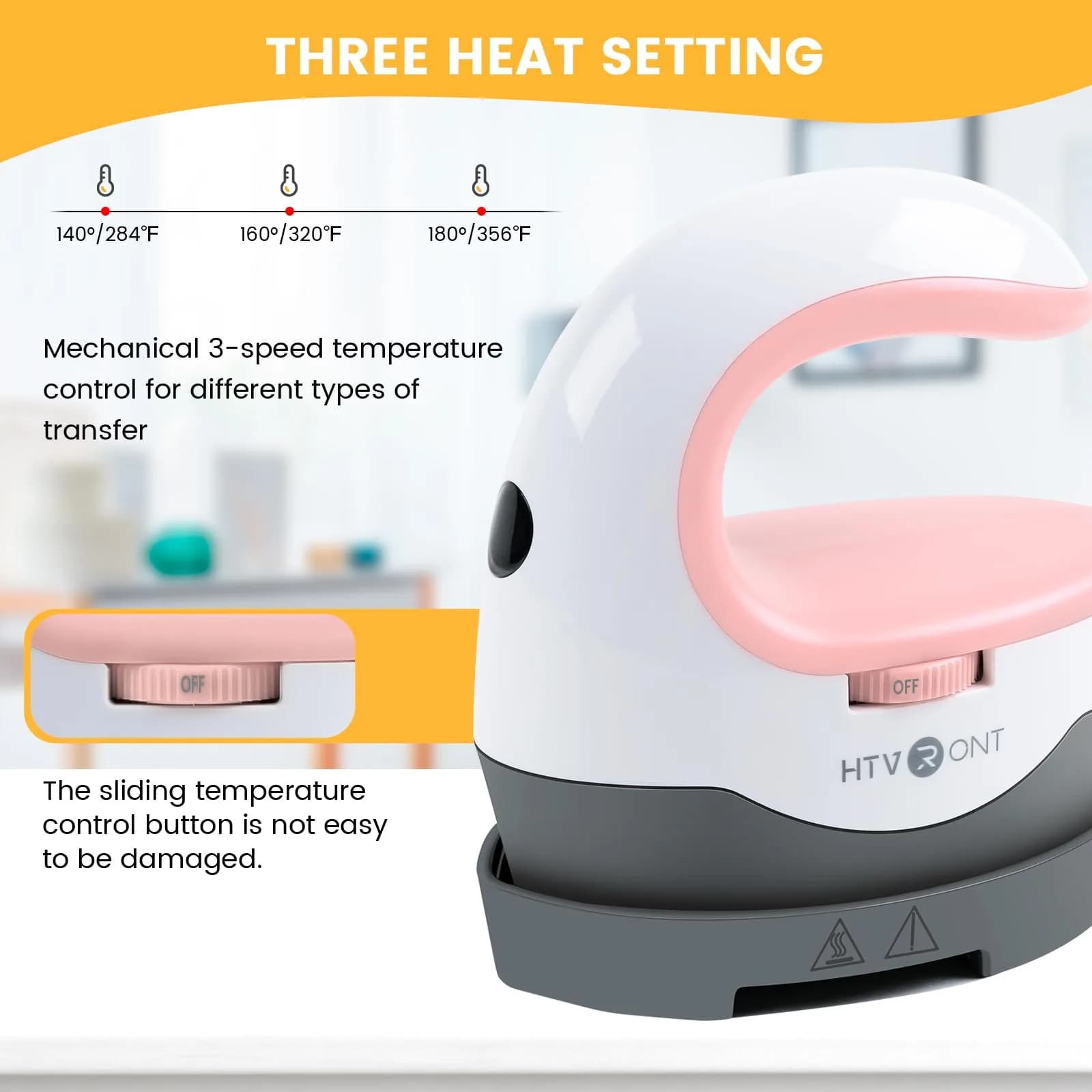 HTVRONT Mini Heat Press Machine Pink | 2.36" x 3.86" (6cm x 9.8cm) - view 2