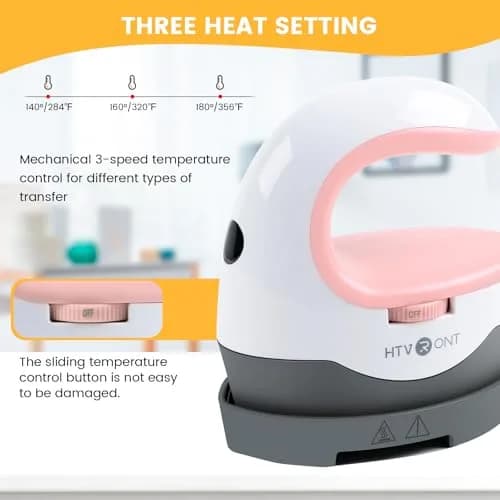HTVRONT Mini Heat Press Machine Pink | 2.36" x 3.86" (6cm x 9.8cm) thumbnail 2