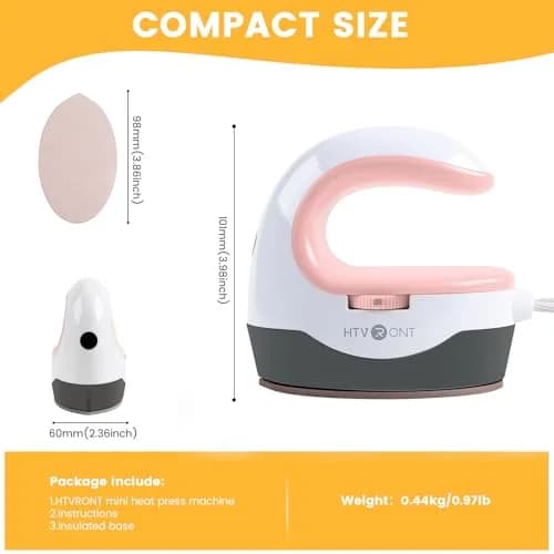 HTVRONT Mini Heat Press Machine Pink | 2.36" x 3.86" (6cm x 9.8cm) thumbnail 3