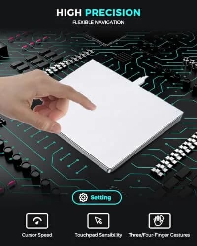 JOMAA Wired Touchpad with Multi-Gesture Control, Glass Panel & Aluminum Alloy Casing | 90x130mm thumbnail 5