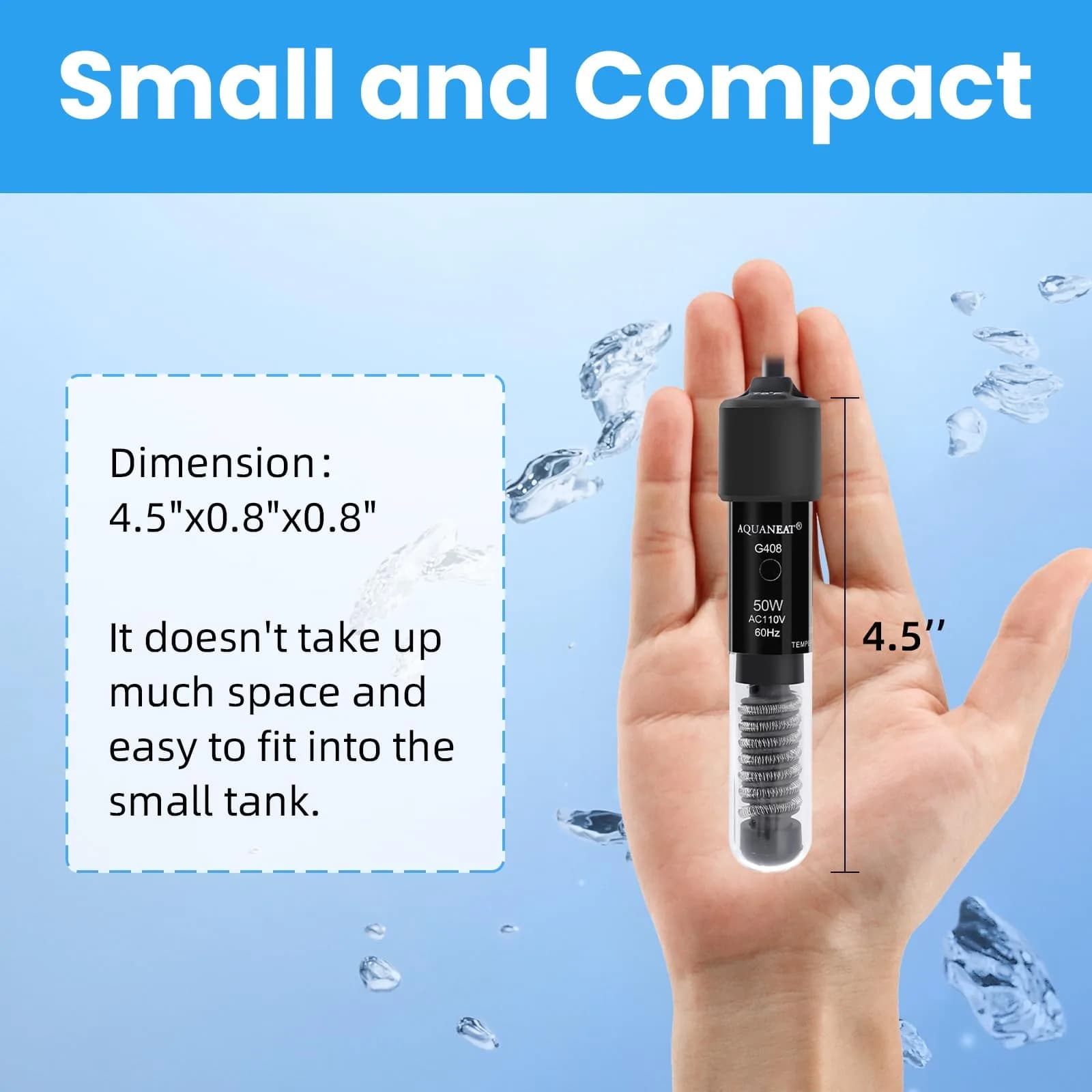 AQUANEAT 50W Aquarium Heater with Thermometer | Preset 78°F for 5-10 Gallon Tanks - view 2