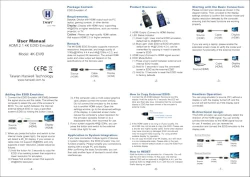 THWT HDMI 2.1 4K EDID Emulator (Model: 4K-EWB) | Supports SCDC, EDID Copying, HDCP Pass-Through, 4K@120Hz thumbnail 11