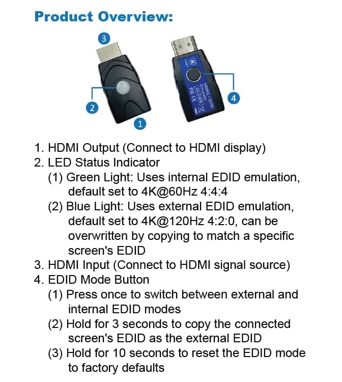 THWT HDMI 2.1 4K EDID Emulator (Model: 4K-EWB) | Supports SCDC, EDID Copying, HDCP Pass-Through, 4K@120Hz thumbnail 5