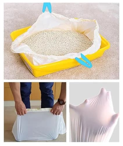 YYaaloa Cat Drawstring Litter Box Liners 26.6x16.7 inches 2Mils Super Thick for Self-Cleaning Litter Box Cat Litter Pan Trays thumbnail 4