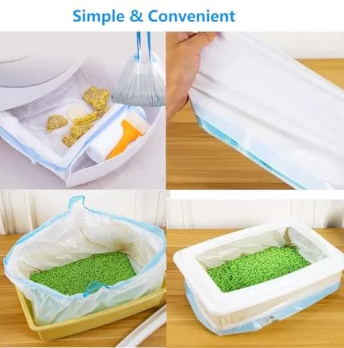 YYaaloa Cat Drawstring Litter Box Liners 26.6x16.7 inches 2Mils Super Thick for Self-Cleaning Litter Box Cat Litter Pan Trays thumbnail 5