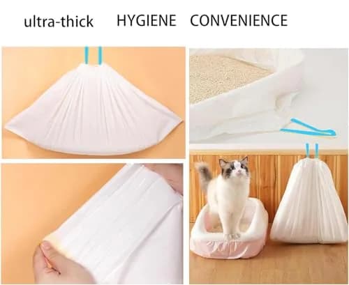 YYaaloa Cat Drawstring Litter Box Liners 26.6x16.7 inches 2Mils Super Thick for Self-Cleaning Litter Box Cat Litter Pan Trays thumbnail 6