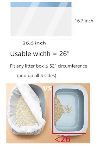 YYaaloa Cat Drawstring Litter Box Liners 26.6x16.7 inches 2Mils Super Thick for Self-Cleaning Litter Box Cat Litter Pan Trays thumbnail 2