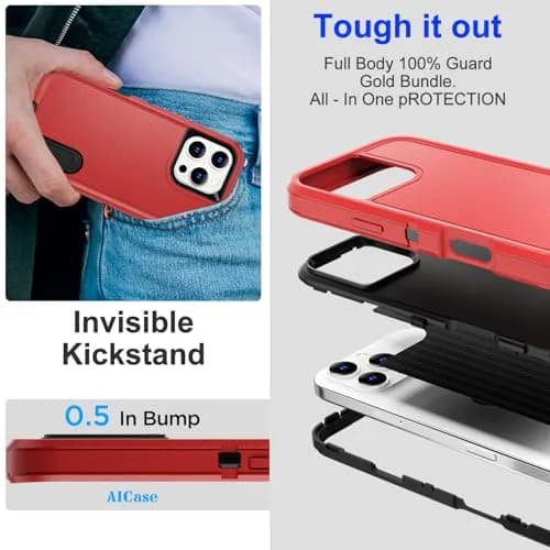 AICase for iPhone 16 Pro Case with Built-in Stand | Heavy Duty Drop Protection (70-120 chars) thumbnail 2