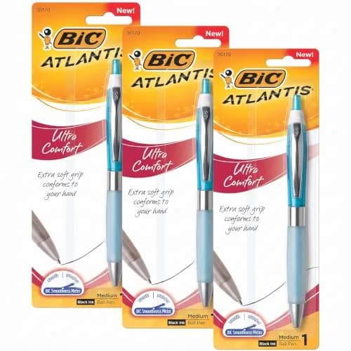 BIC Ballpoint Pens, Medium Point 1.0mm | Retractable | Ultra Comfort | Assorted Barrel Colors (3-Pack) thumbnail 1