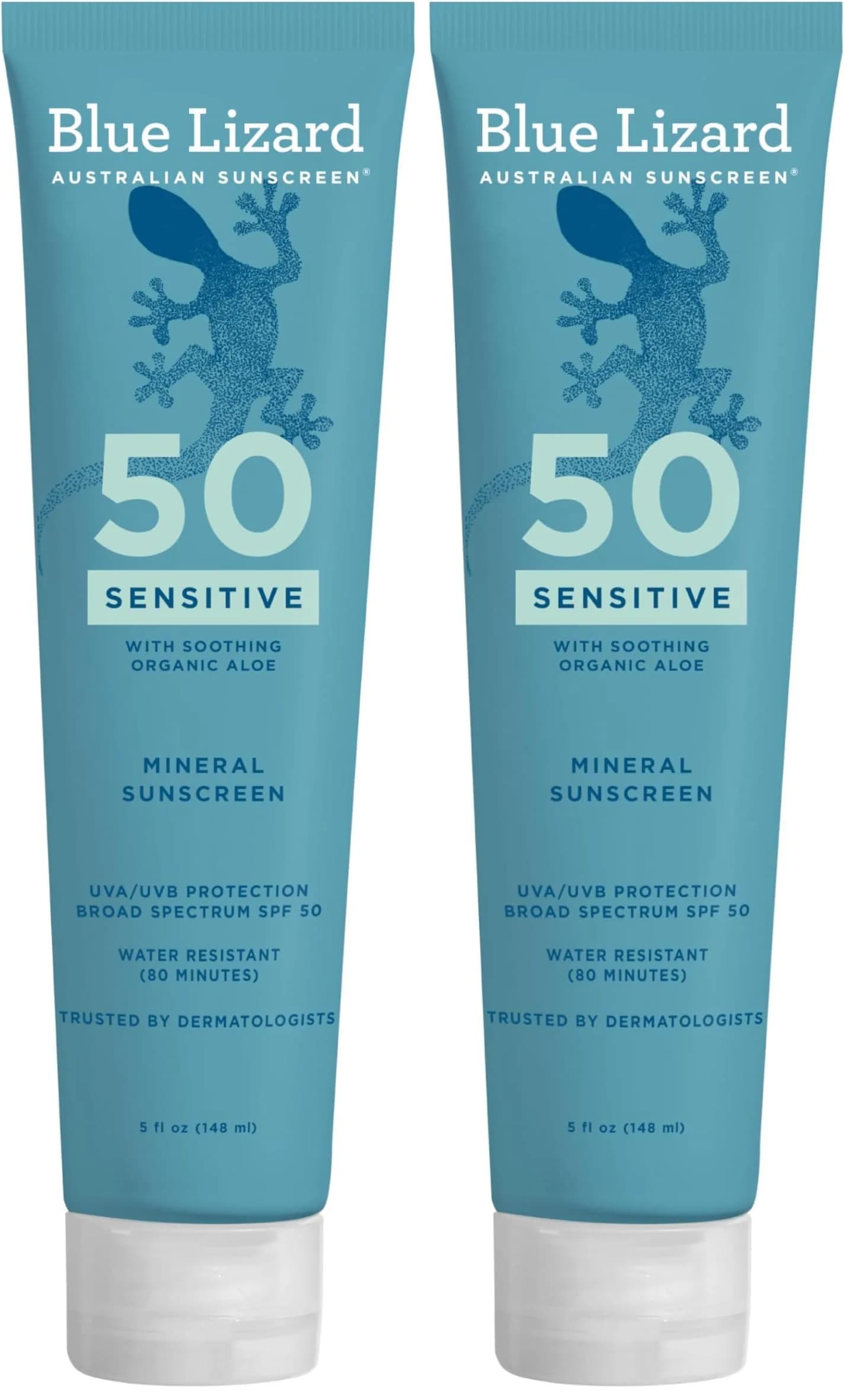 Blue Lizard Sensitive Mineral Sunscreen SPF 50+ 312ml (10 Fl Oz Pack of 2) | Dermatologist Trusted USA Import