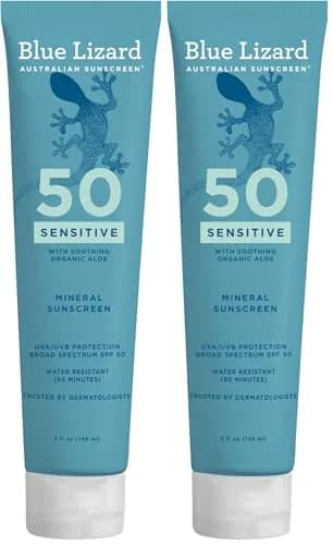 Blue Lizard Sensitive Mineral Sunscreen SPF 50+ 312ml (10 Fl Oz Pack of 2) | Dermatologist Trusted USA Import thumbnail 1