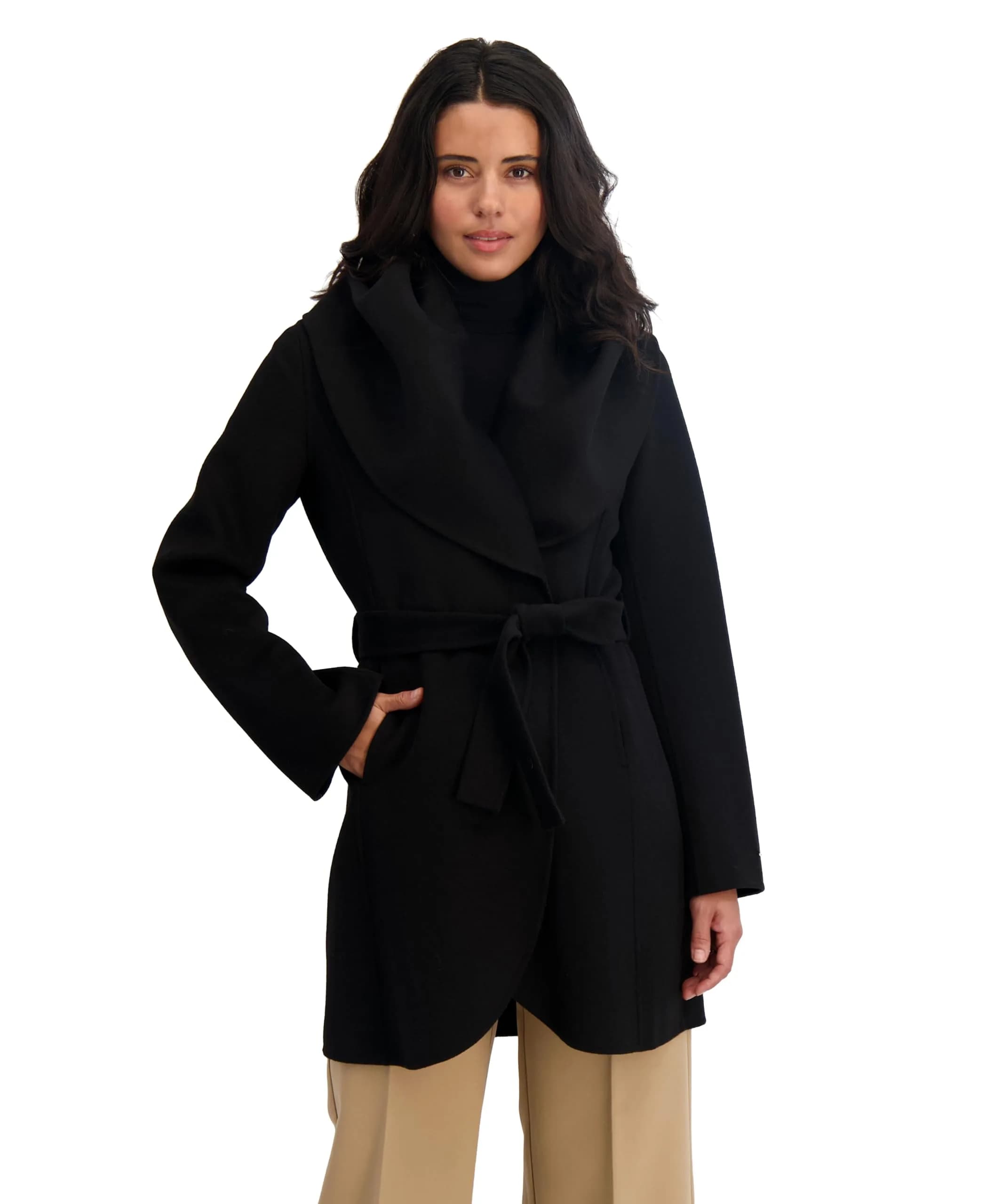 TAHARI Women's Marilyn Wool Blend Peacoat Large | Feminine, Lightweight & Versatile — Deep Black / X-Large