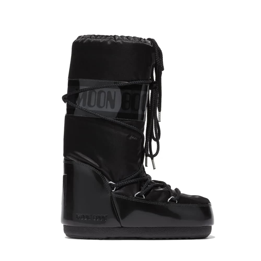Moon Boot Icon Glance Insulated Slip On Unisex Snow Boots | Lightweight, Warm & Traction-Ready in Black