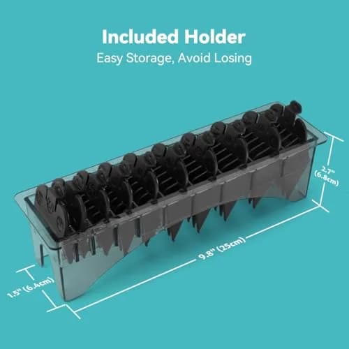 LAVEST Black 10 Piece Clipper Guard Set with Holder | Fits Wahl Clippers, 1/16" to 1" Lengths thumbnail 4