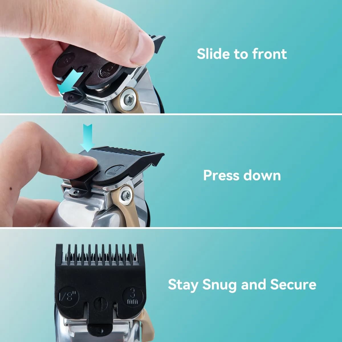 LAVEST Black 10 Piece Clipper Guard Set with Holder | Fits Wahl Clippers, 1/16" to 1" Lengths - view 5