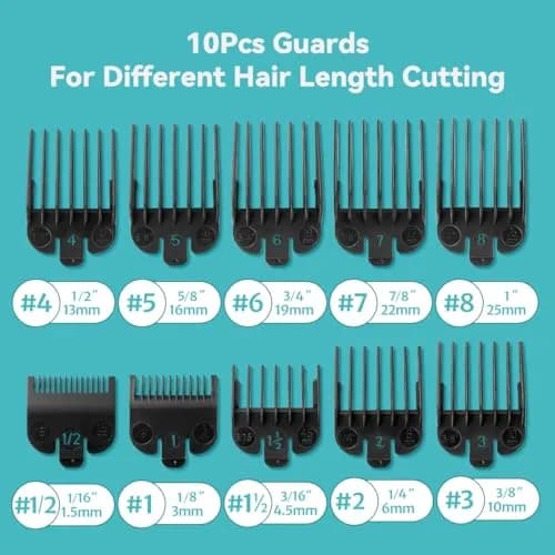 LAVEST Black 10 Piece Clipper Guard Set with Holder | Fits Wahl Clippers, 1/16" to 1" Lengths thumbnail 3