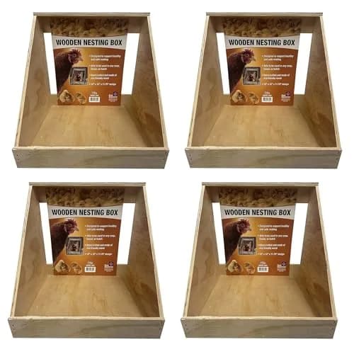 Farm Innovators Handcrafted Wood Chicken Nesting Box, 4-Pack | Secure, Fully Assembled, Rustic Design thumbnail 1