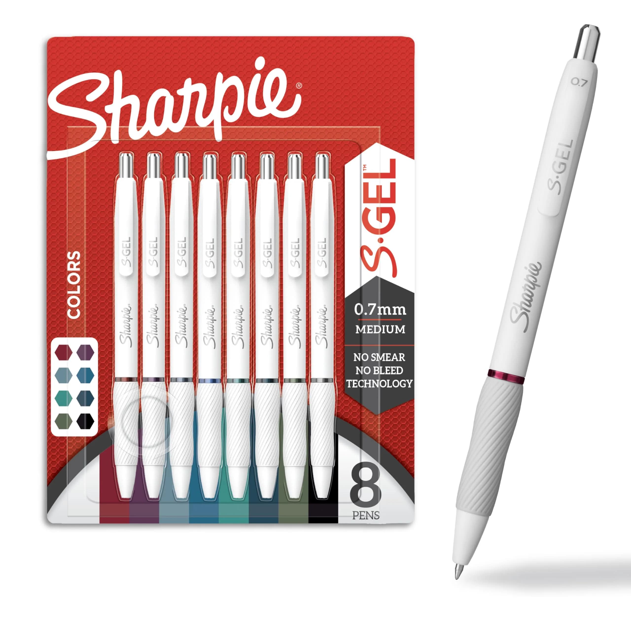 Sharpie S-Gel Pens, Fashion Barrel White Pearl, Medium Point (0.7mm), Bold Ink Colors | Vivid, Smear-Free Writing — White Pearl